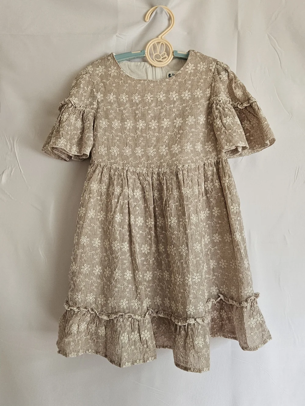 ​Lalalù Italy Girls Floral Embroidered Seersucker Dress Sz 6a Cottagecore